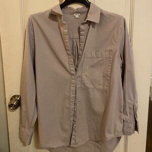 aerie Women's Anytime Fever Oversized Cotton Lavender Violet Purple Button Down